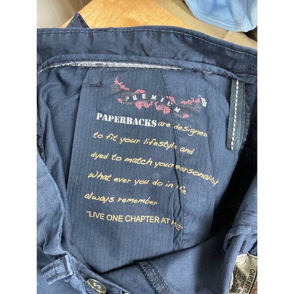 Paperbacks Mens Solid Chino Pants in Navy Blue Size 33 - Picture 8 of 8